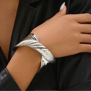 Stainless Steel Twisted Statement Cuff Bracelet